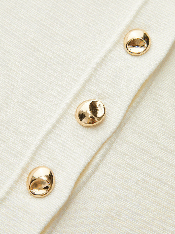 Metal Button Knit Peplum Top
