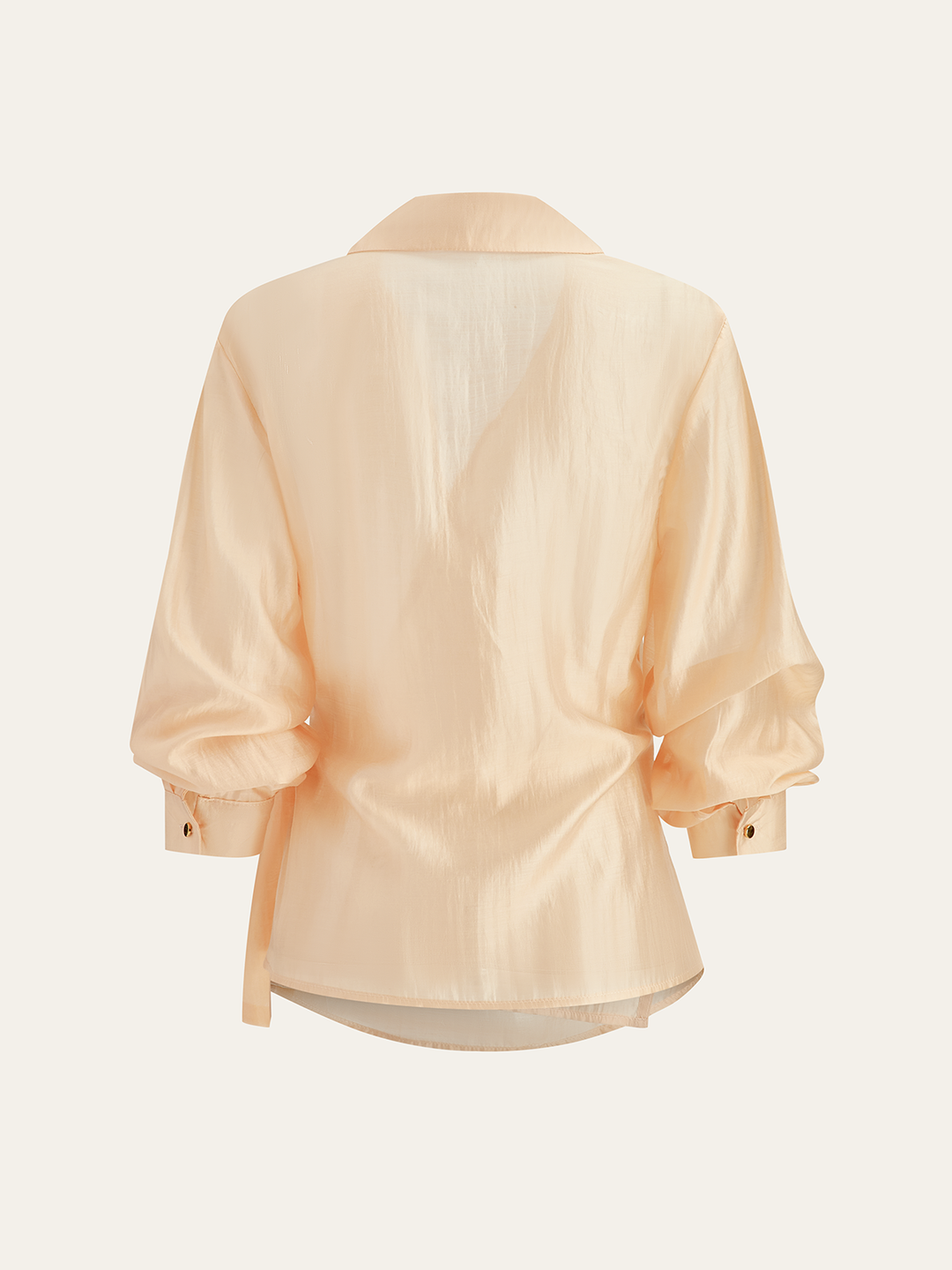 Semi-Sheer Metal Button Wrap Blouse