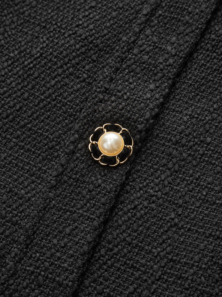 Tweed Sleeveless Button Mini Dress