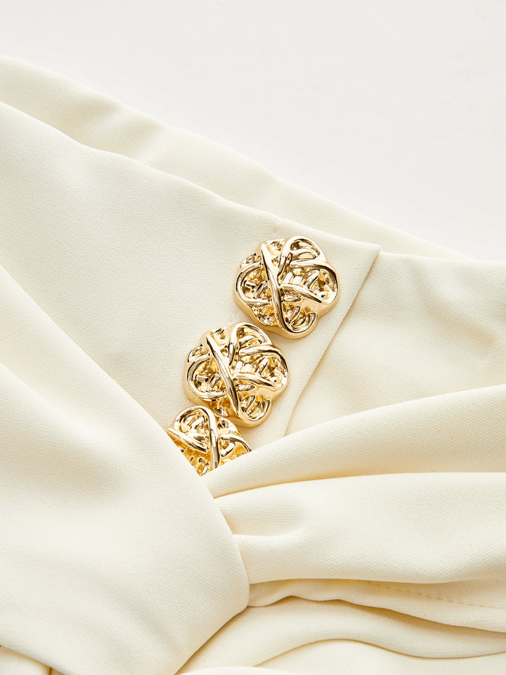 Metal Detail Slit Midi Skirt