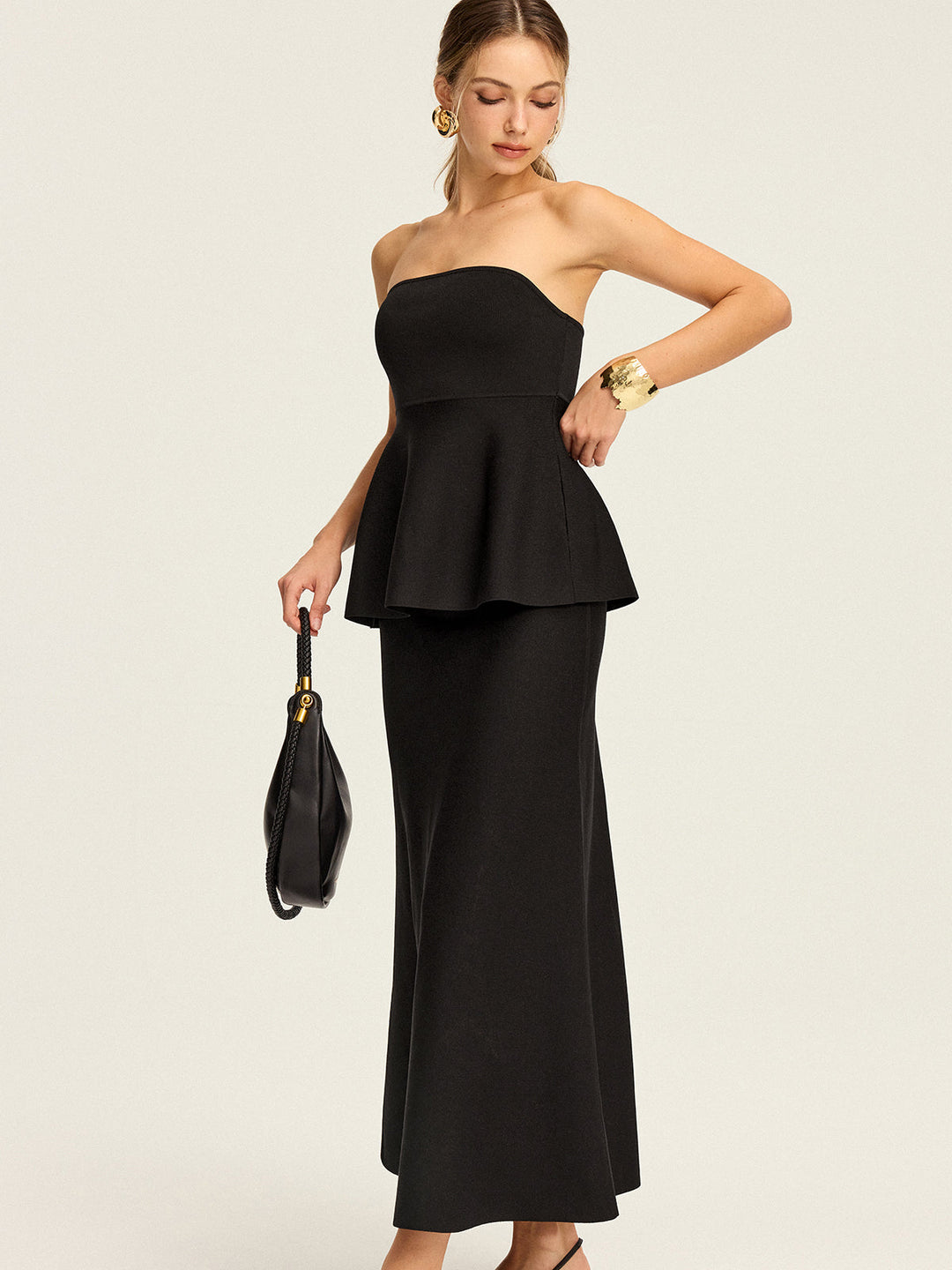 Knit Elastic-Waist Maxi Skirt