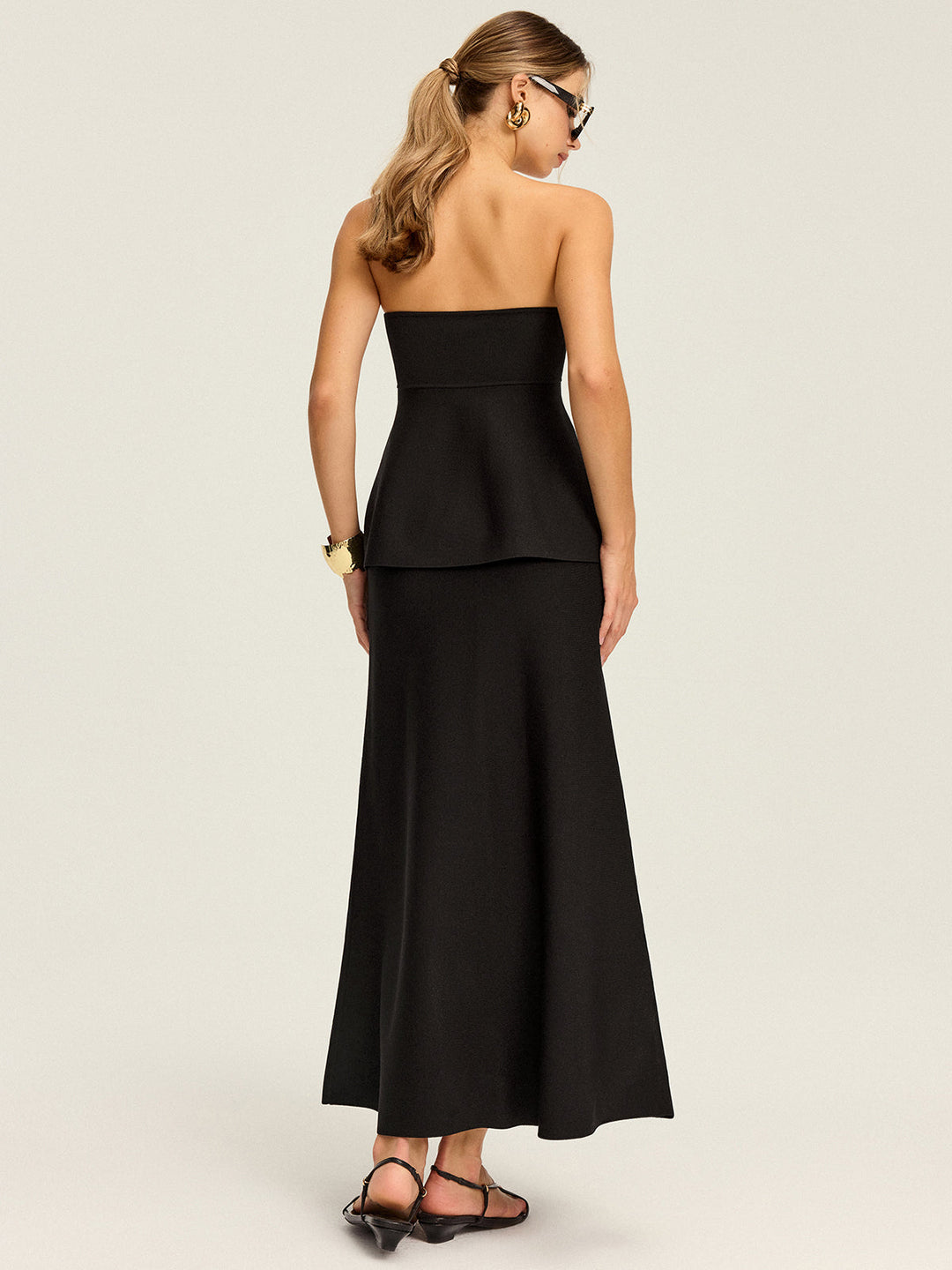 Knit Elastic-Waist Maxi Skirt