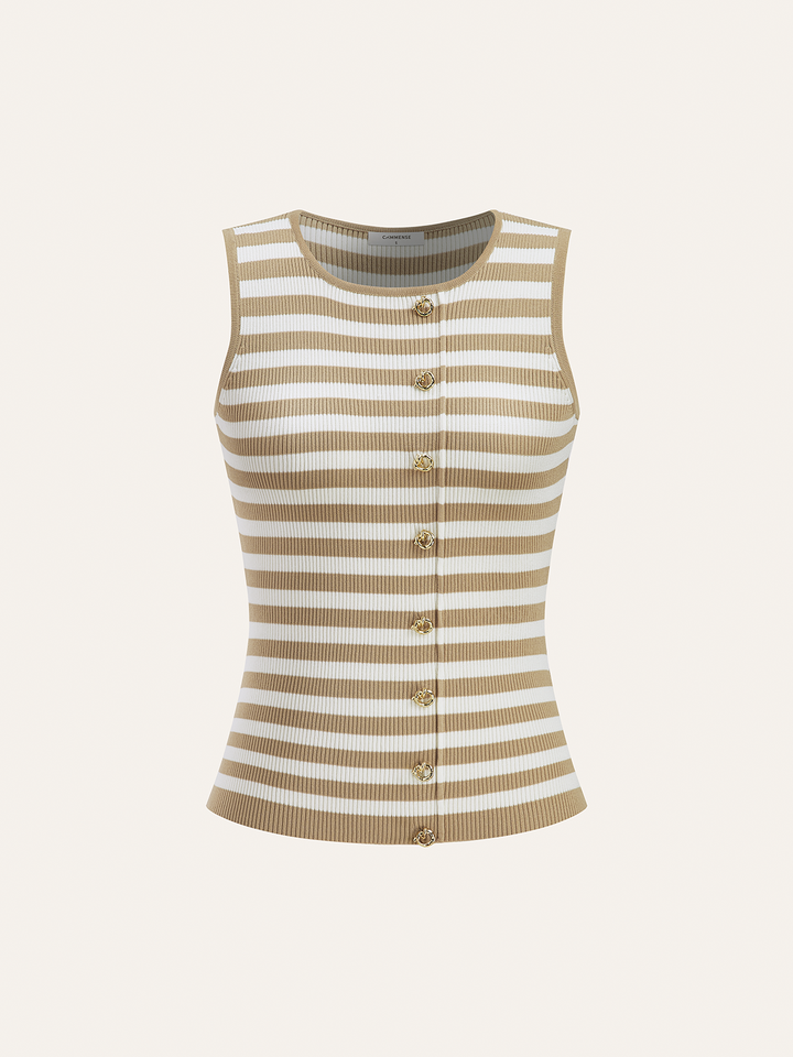 Striped Sleeveless Knit Vest