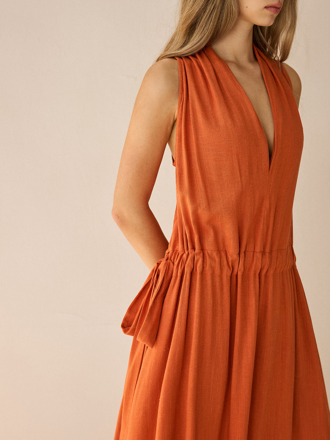 Cotton & Linen Halter Maxi Dress