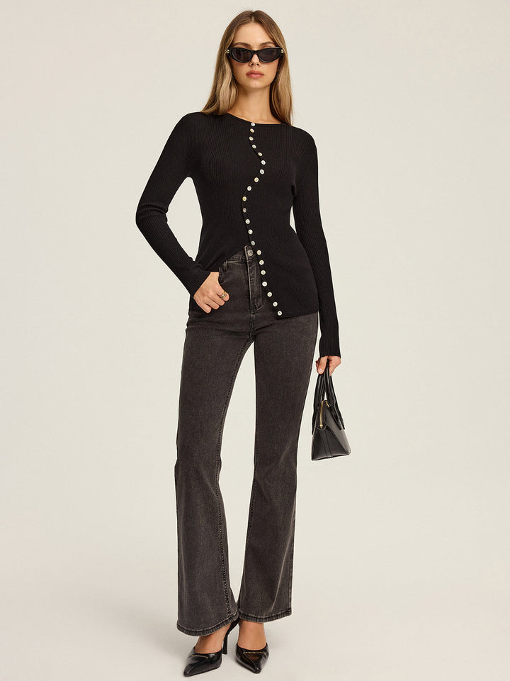 Asymmetric Button-Down Cardigan