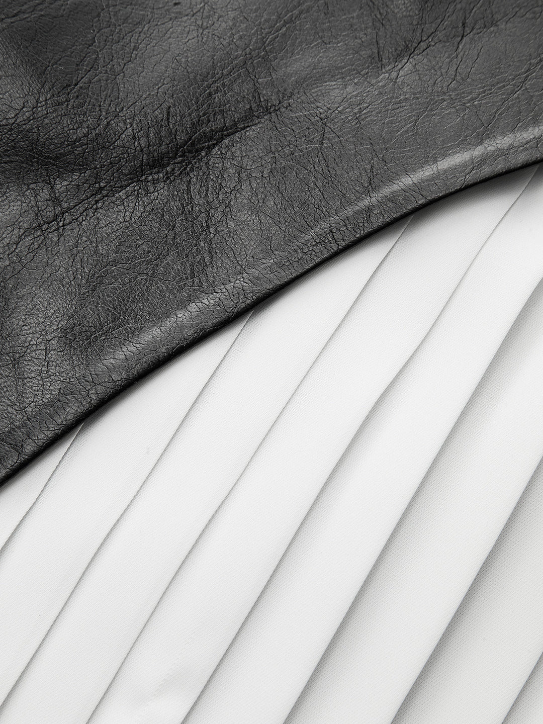 Color-Block Pleated-Panel PU Leather Mini Skirt