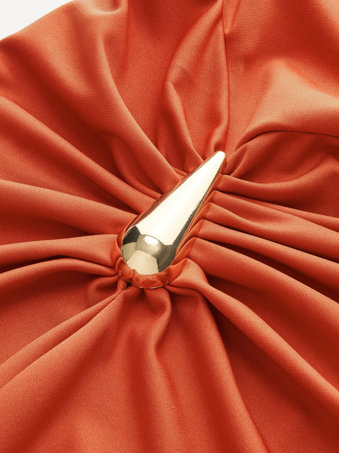 Metal Detail Asymmetric Ruched Mini Dress