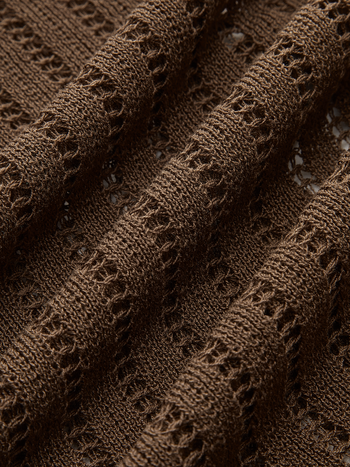 Polo Collar Tie-Front Knit Cardigan