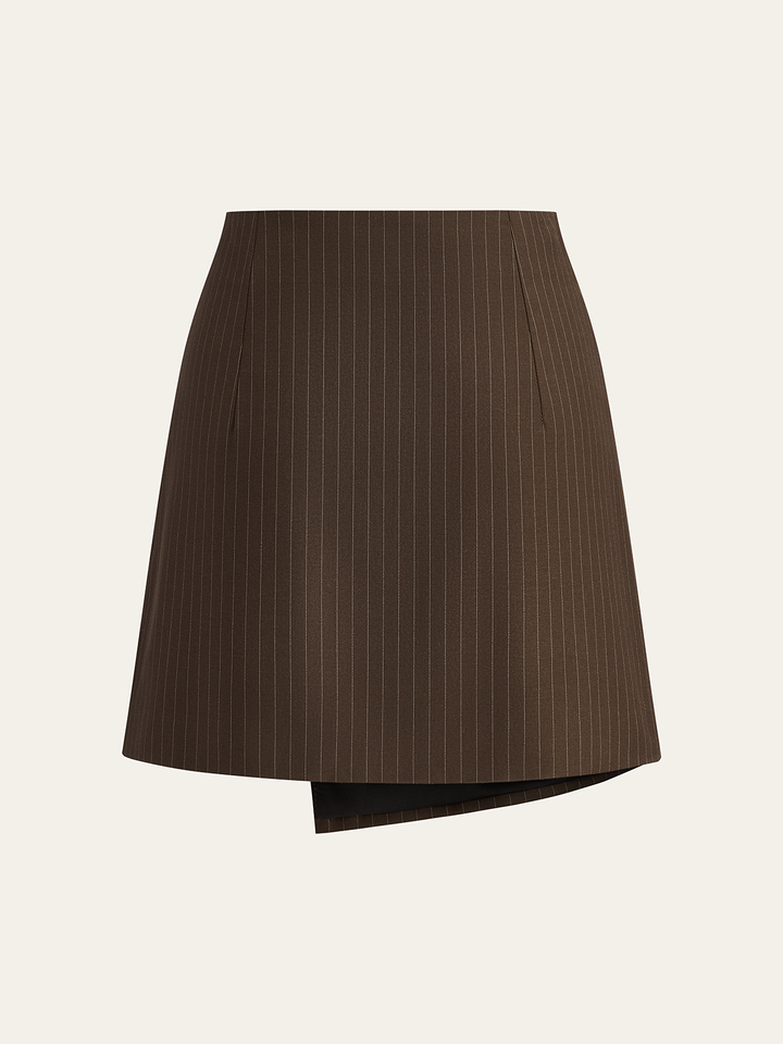 Pinstripe Wrap Mini Skirt