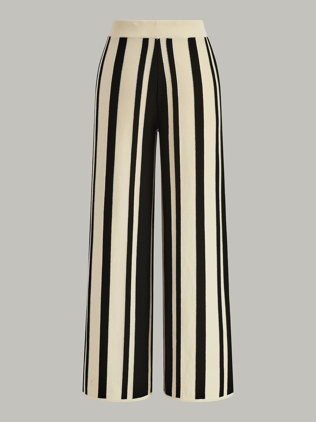 Striped Knit High-Waist Pants