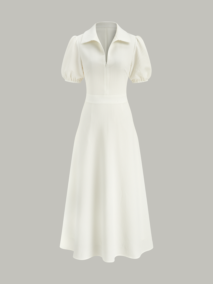 Textured Polo Neck Midi Dress