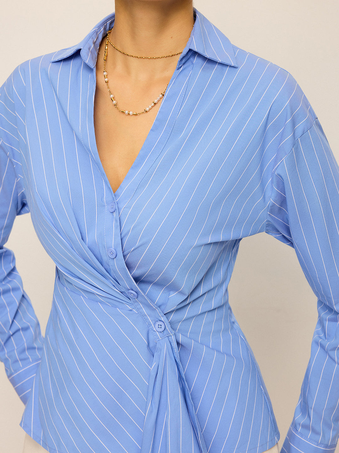 Striped Asymmetric Long Sleeve Shirt