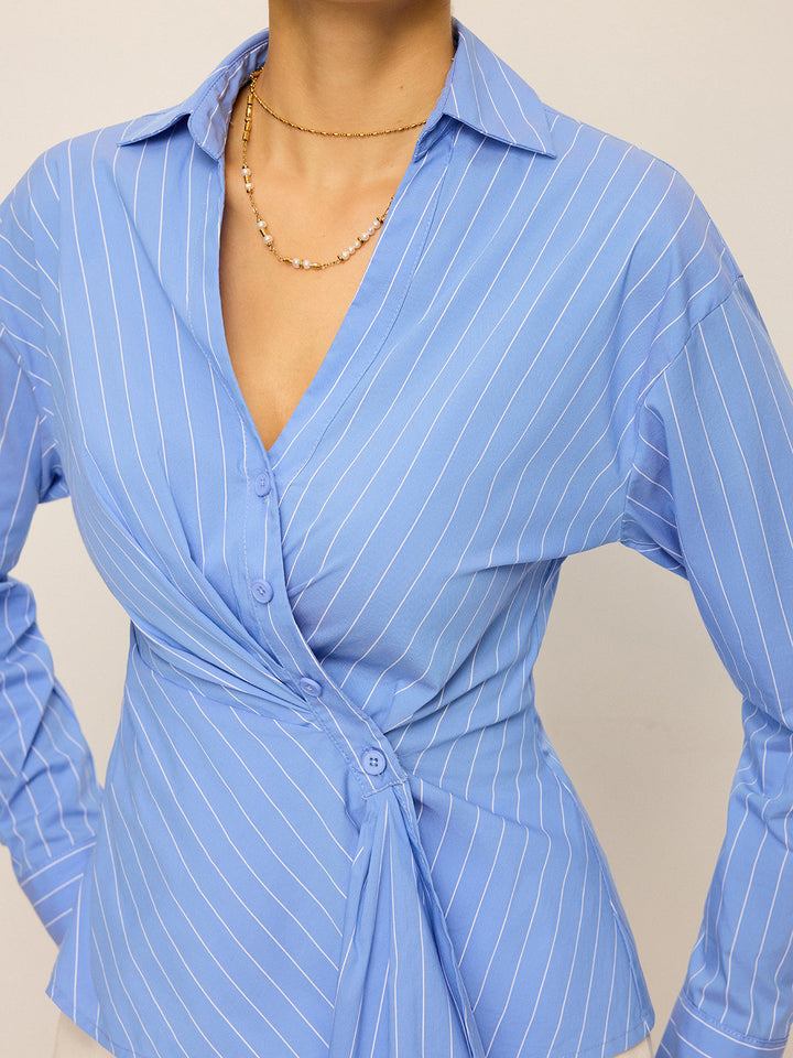 Striped Asymmetric Long Sleeve Shirt