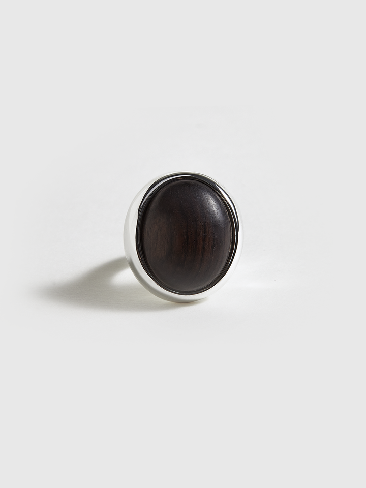 Woodgrain Stone Silver Ring