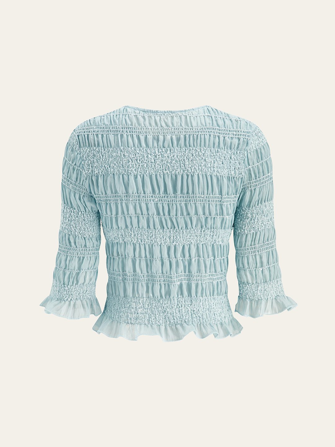 Ruched Ruffle Trim Blouse