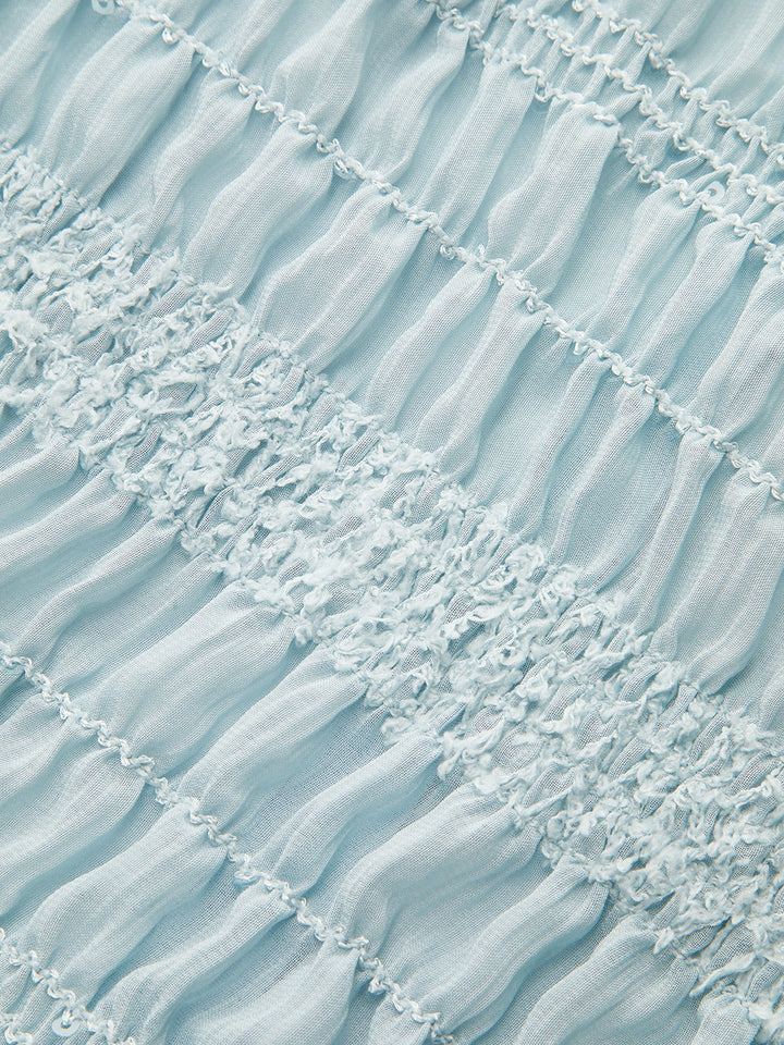 Ruched Ruffle Trim Blouse