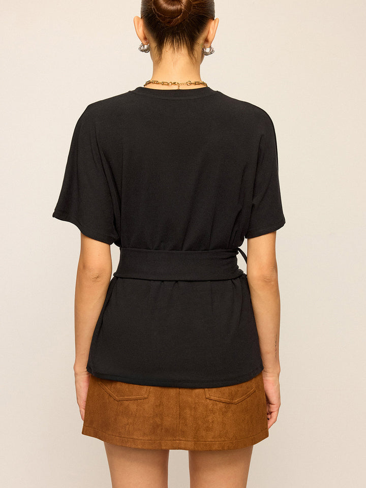 Belted Short-Sleeve Top