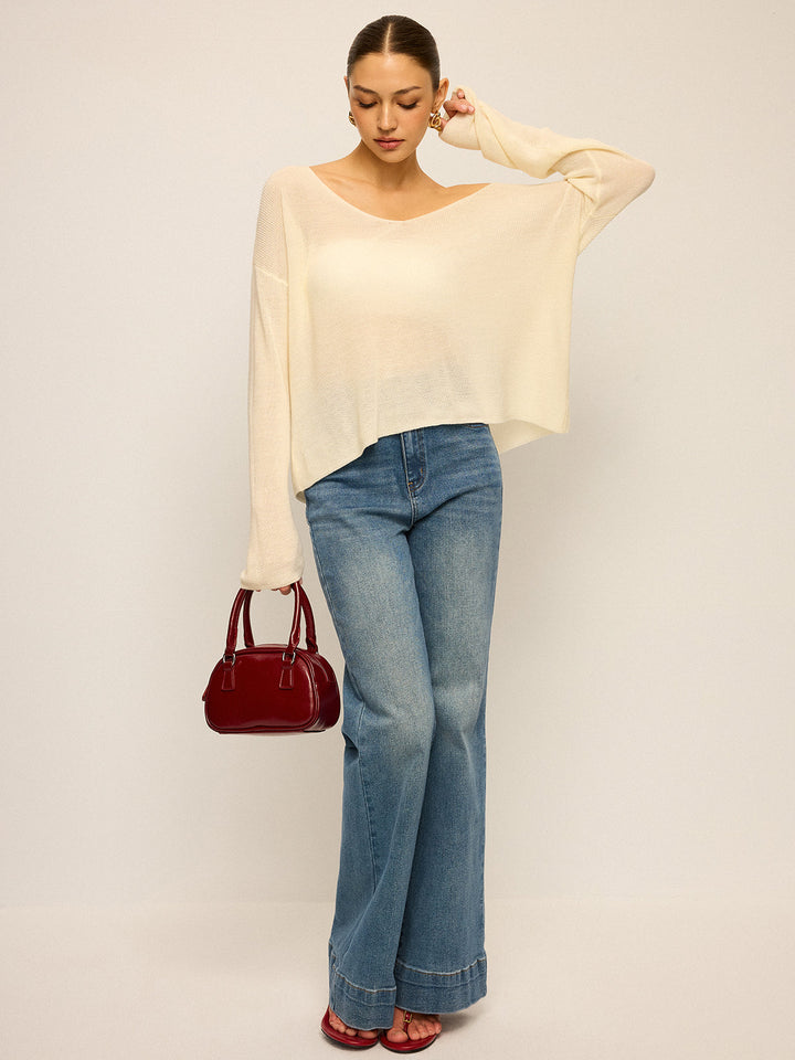 Off-Shoulder Oversized Knitted Sweater