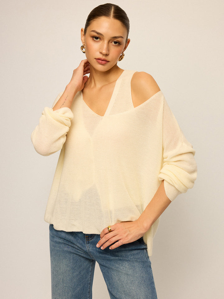 Off-Shoulder Oversized Knitted Sweater