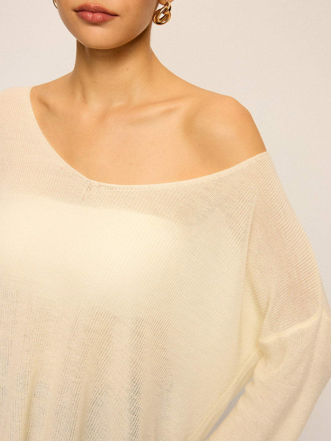 Off-Shoulder Oversized Knitted Sweater