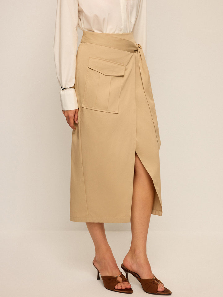 Pocket Wrap Midi Skirt