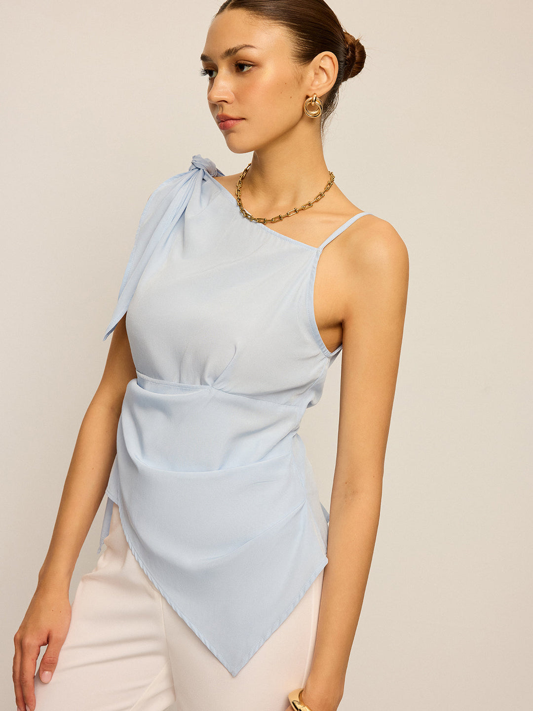 Asymmetric Knotted  Tank Top