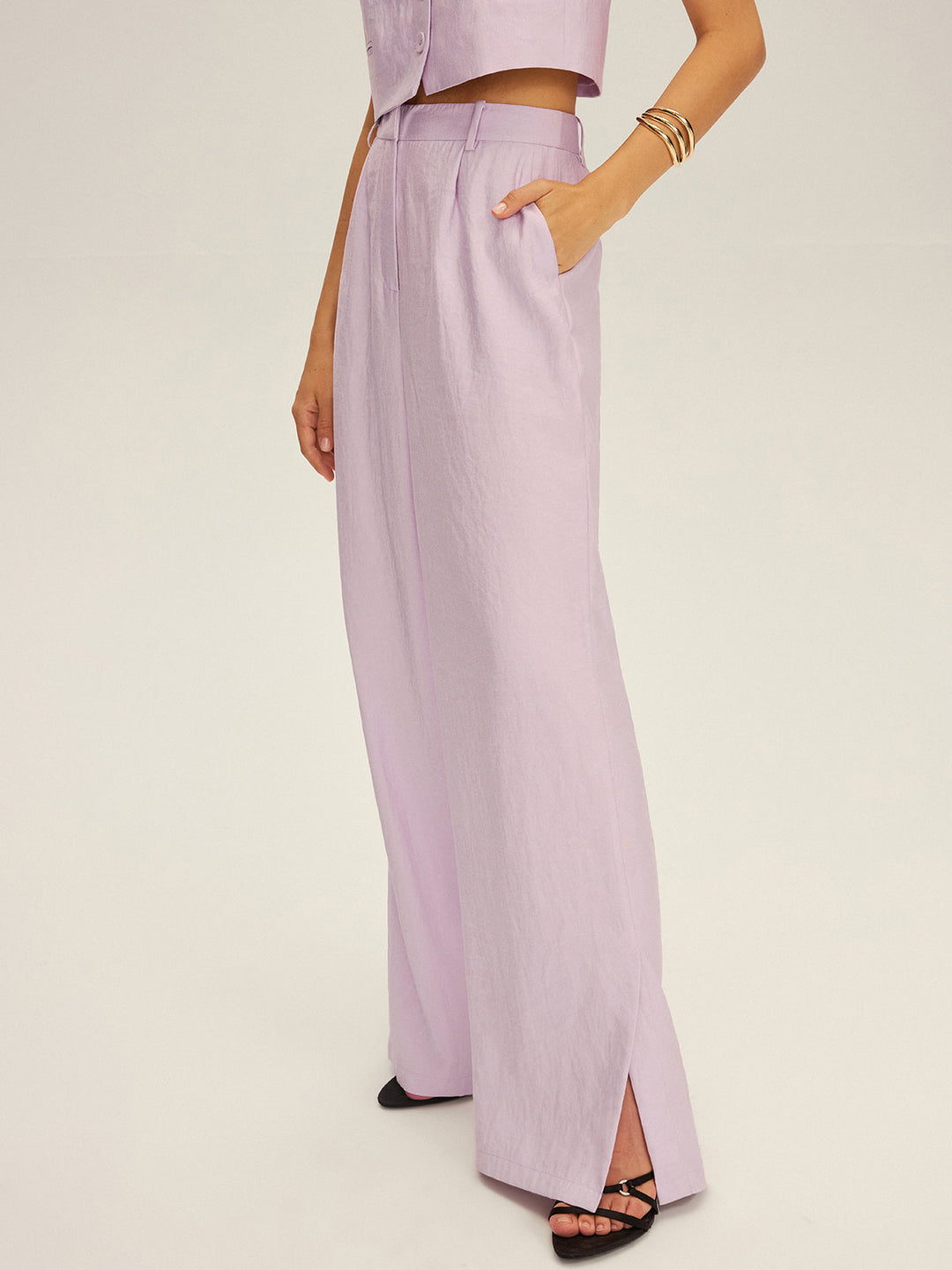 Sleeveless Crop Vest and Wide-Leg Pants Set