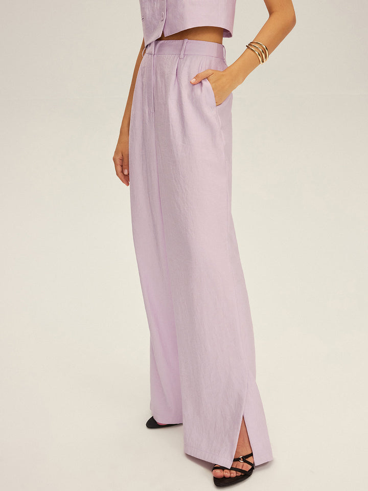 Sleeveless Crop Vest and Wide-Leg Pants Set