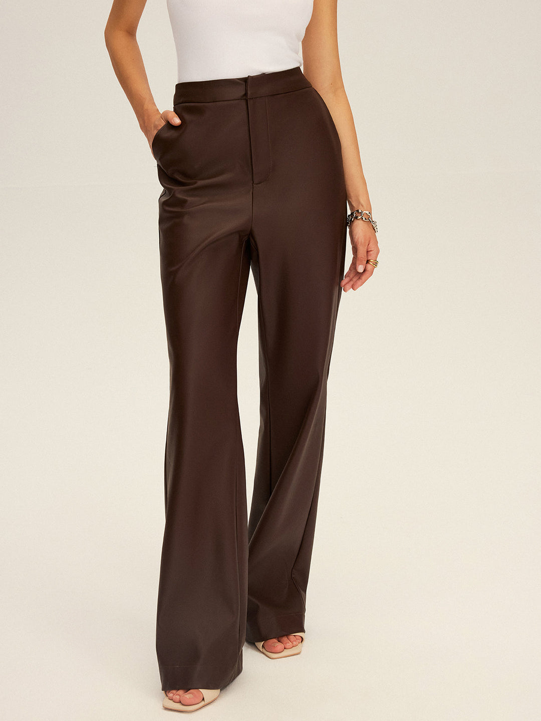 PU Leather Straight Leg Pants