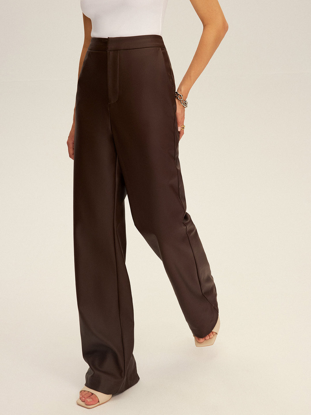 PU Leather Straight Leg Pants
