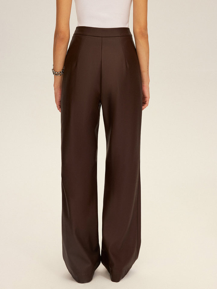 PU Leather Straight Leg Pants