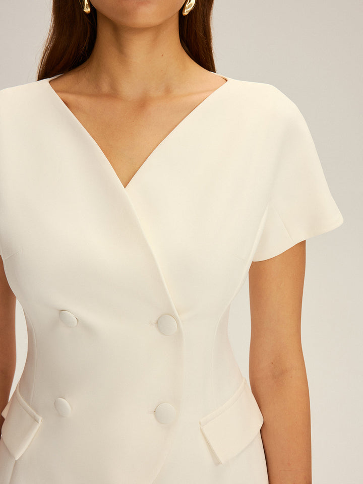 Double-Breasted Short-Sleeve Blazer