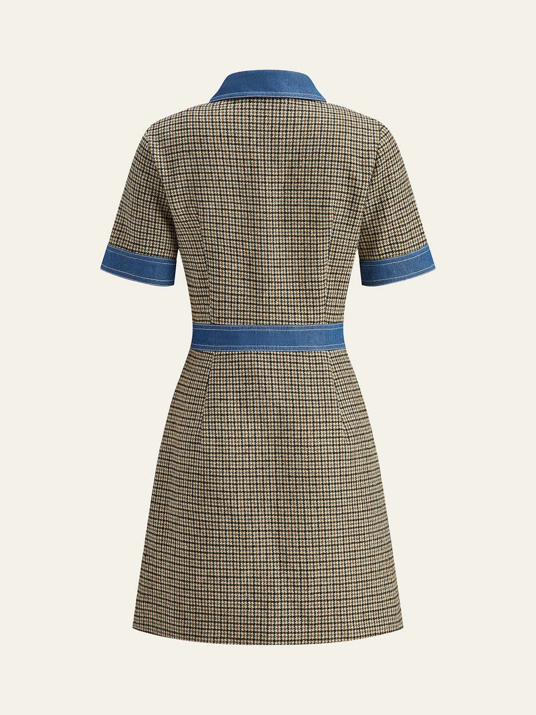 Plaid Contrast Trim Mini Dress