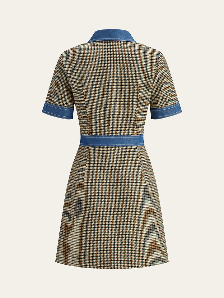Plaid Contrast Trim Mini Dress