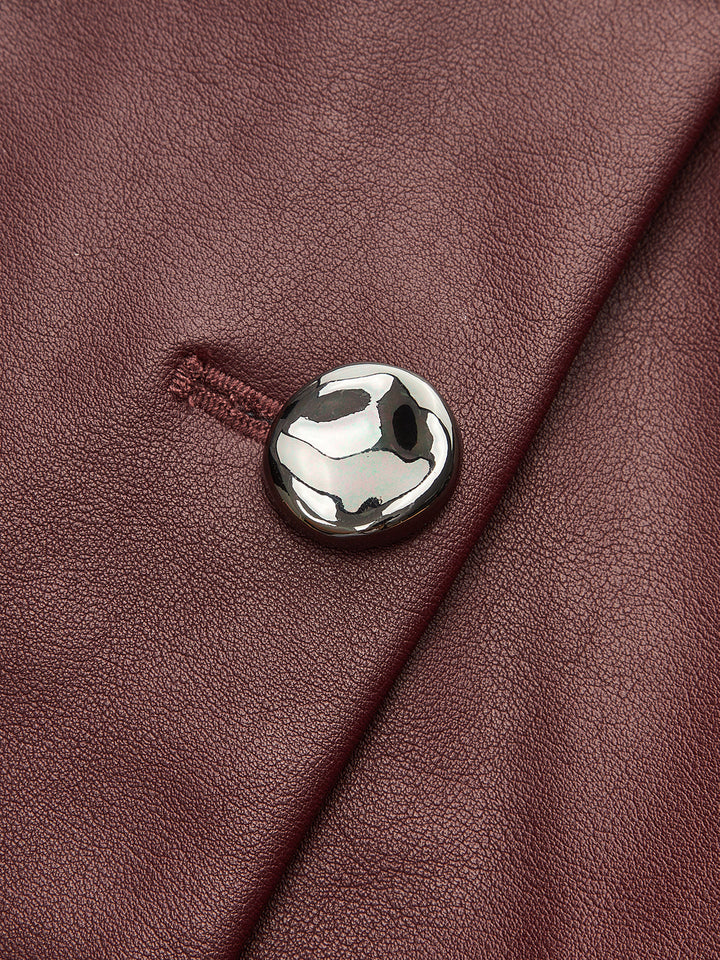 Faux Leather Metal Button Vest