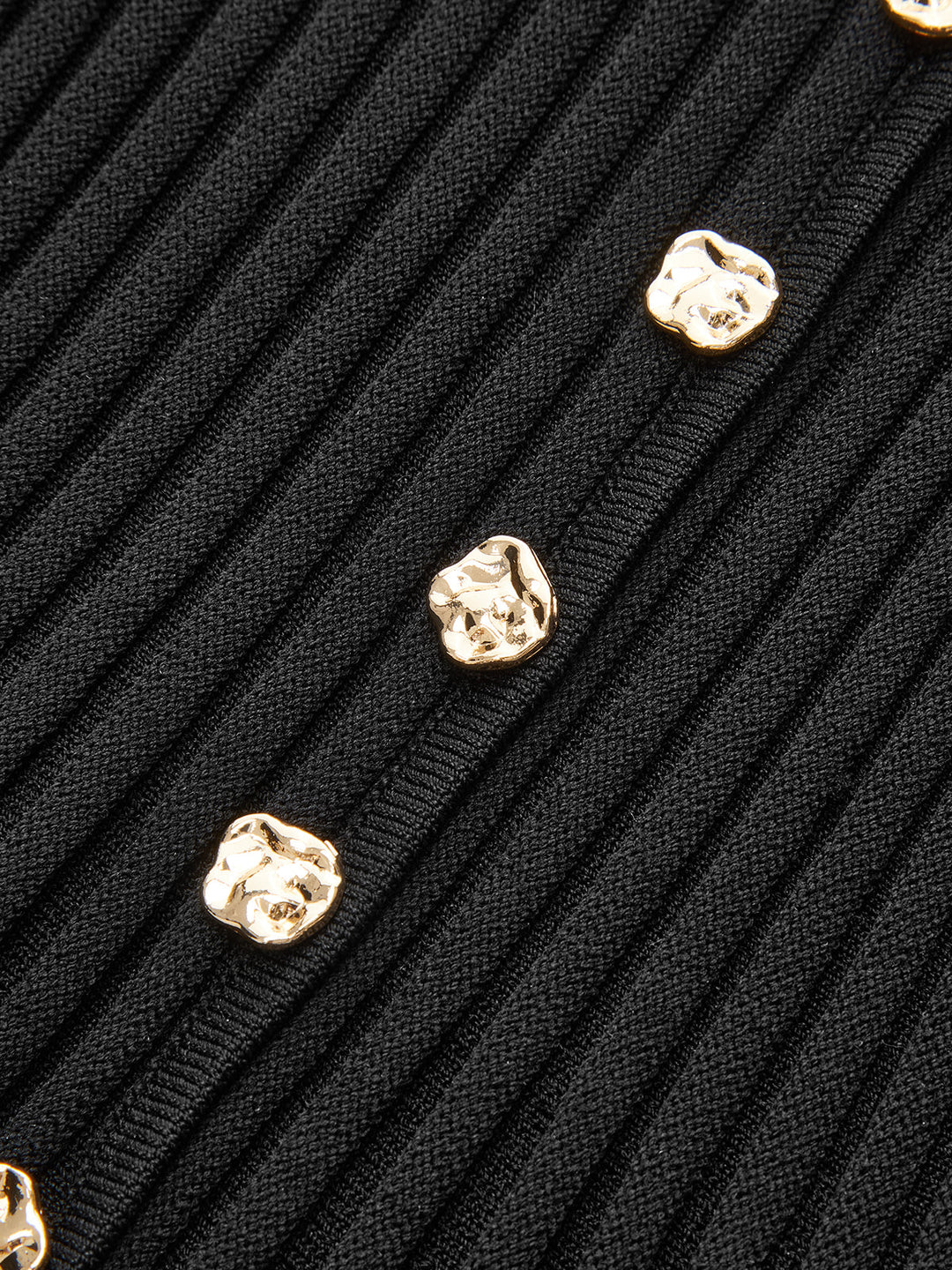 Mesh Panel Ribbed Knit Top