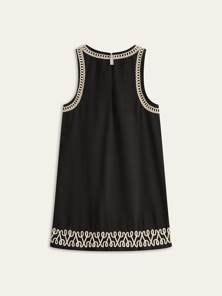 Sleeveless Embroidery Mini Dress