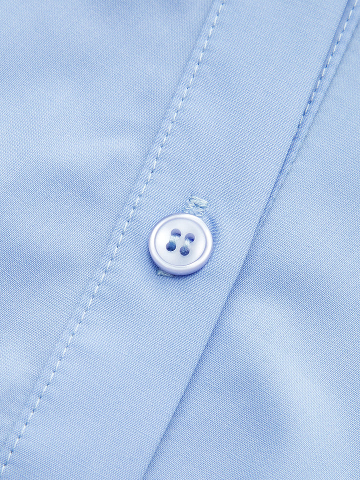 Lace Trim Asymmetric Hem Shirt Dress