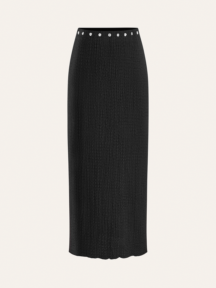 Decor Button Top and Midi Skirt Set