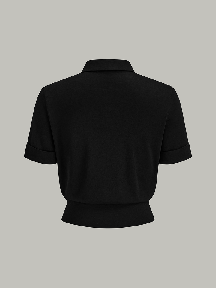 Color-Block Button-Front Blouse