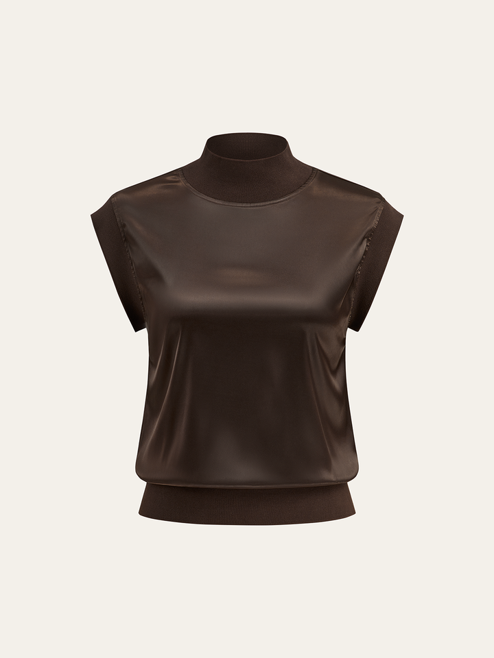 Mock Neck Cap Sleeve Top