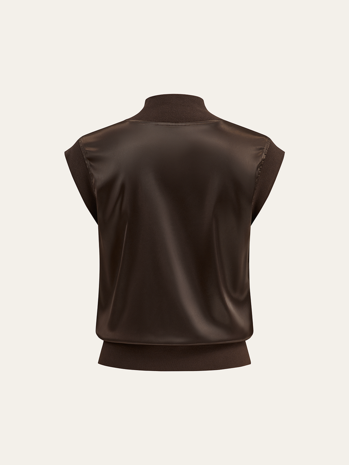 Mock Neck Cap Sleeve Top