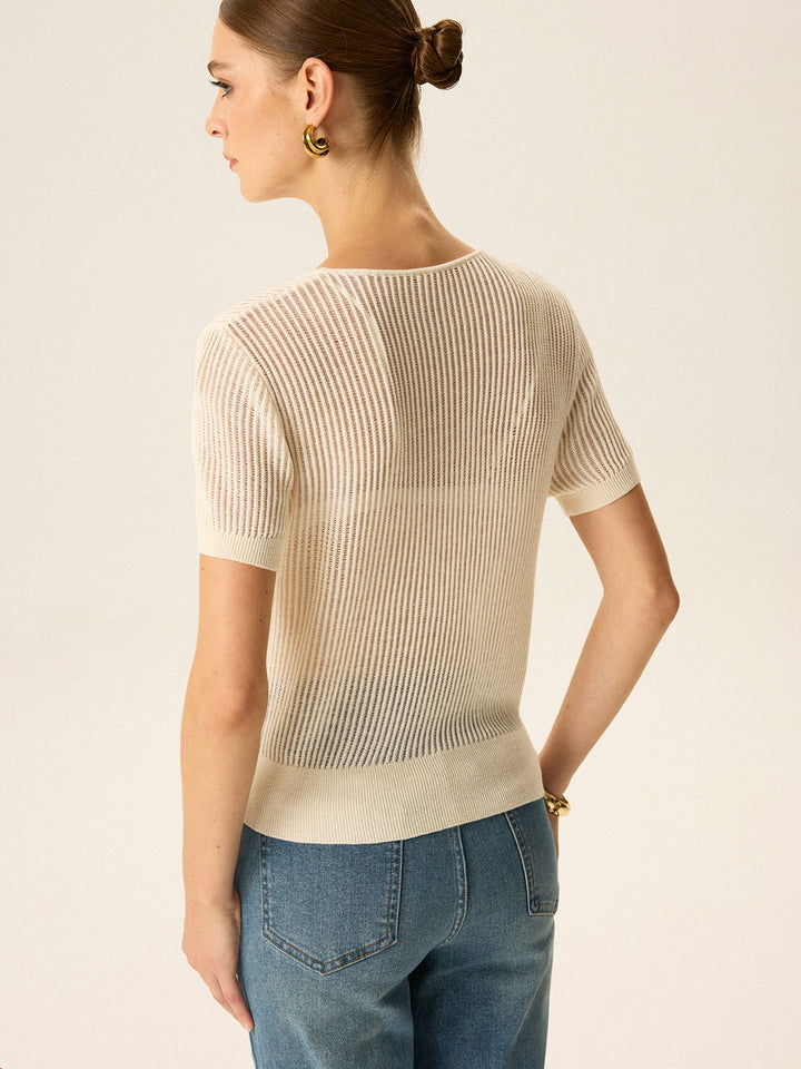 Asymmetric Button Knit Top