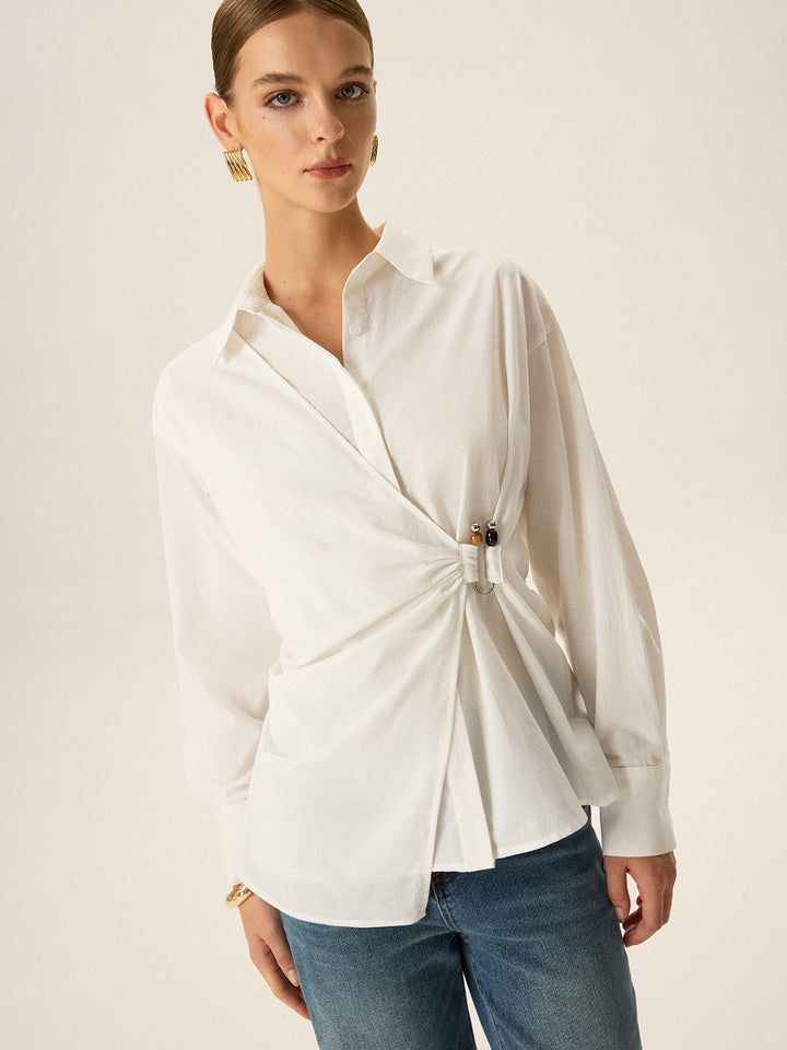 Asymmetric Wrap Long-Sleeve Shirt