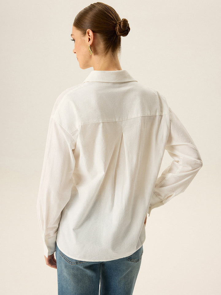 Asymmetric Wrap Long-Sleeve Shirt