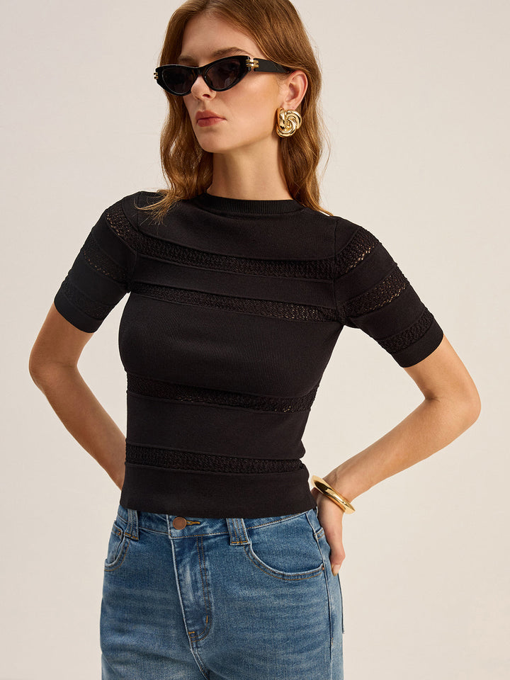 Crochet Detail Knit Top