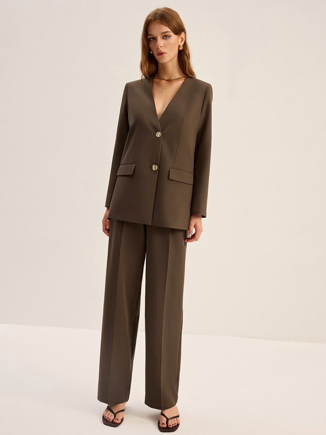 High-Waisted Pleated Pants