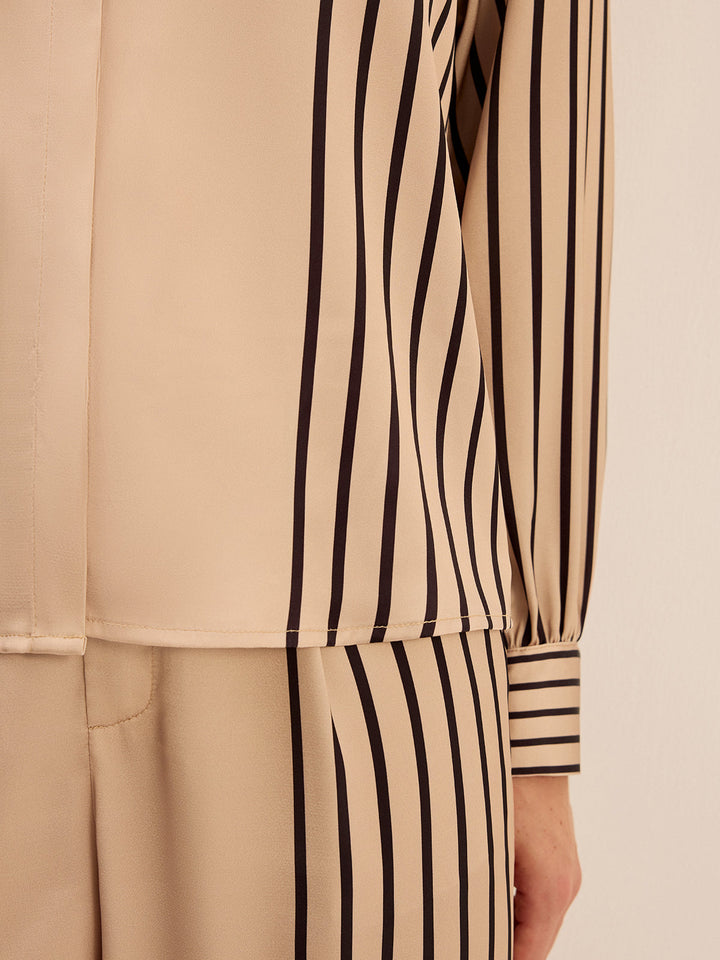 Striped Shirt and Wide-Leg Pants Set