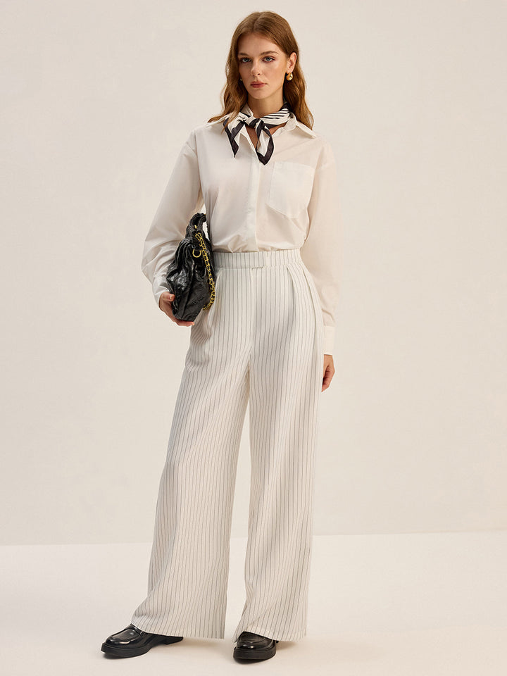 Pinstripe Wide-Leg Pants