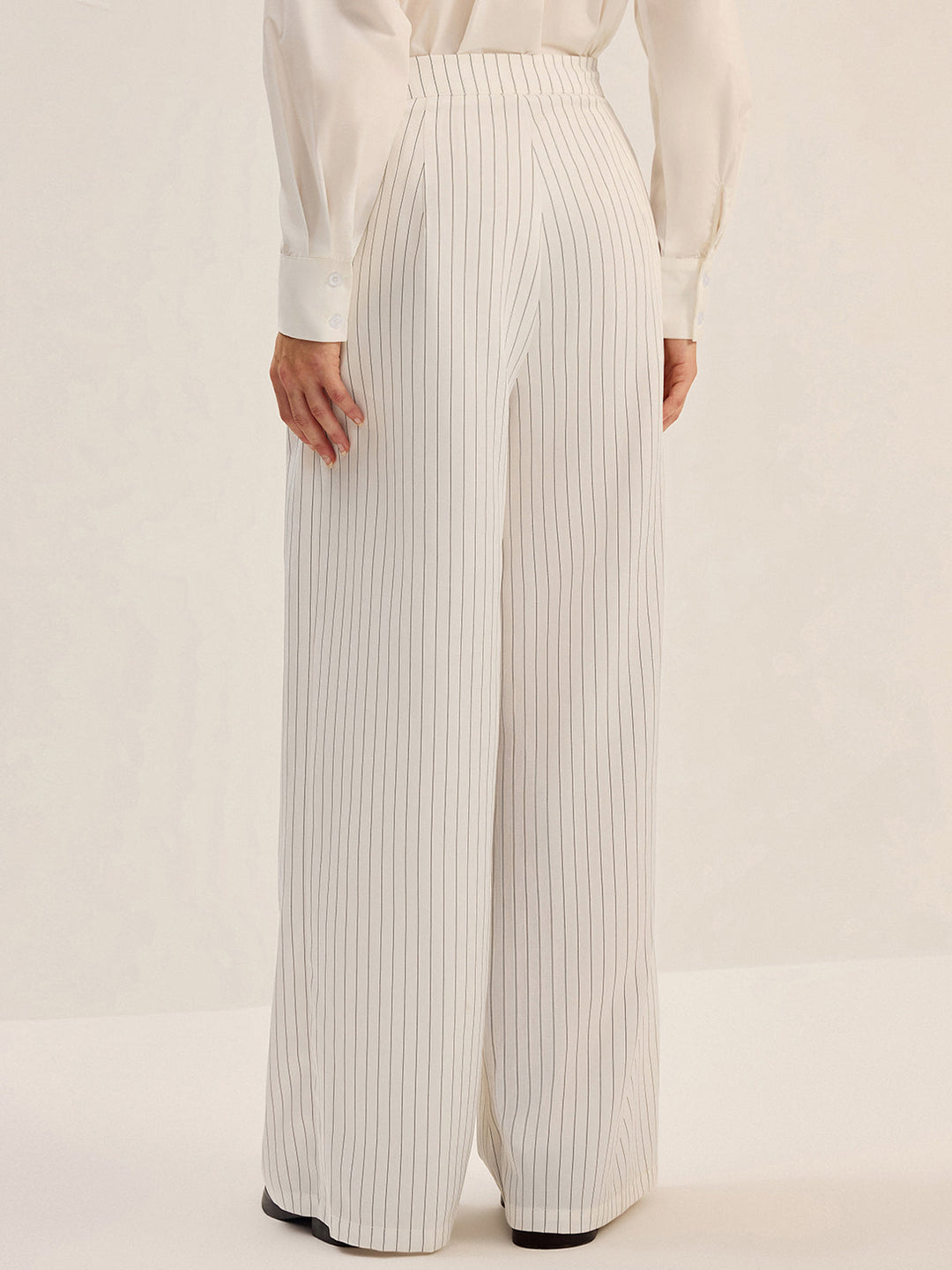 Pinstripe Wide-Leg Pants